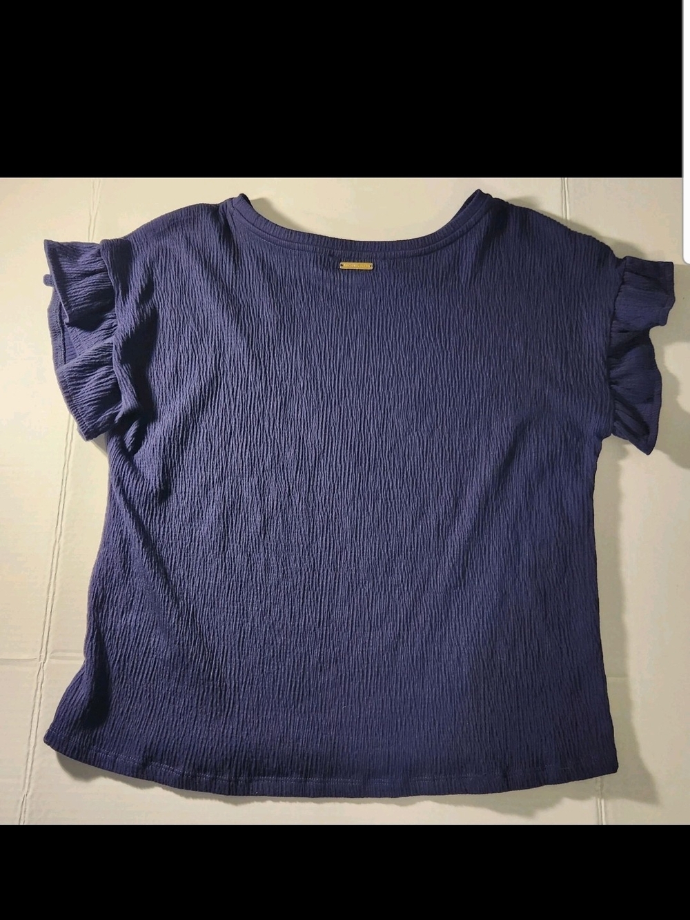 Michael Kors Womens Navy Flutter Short Sleeve Top, Small